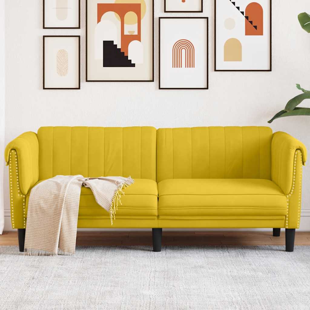 2 Seater Sofa Yellow Velvet