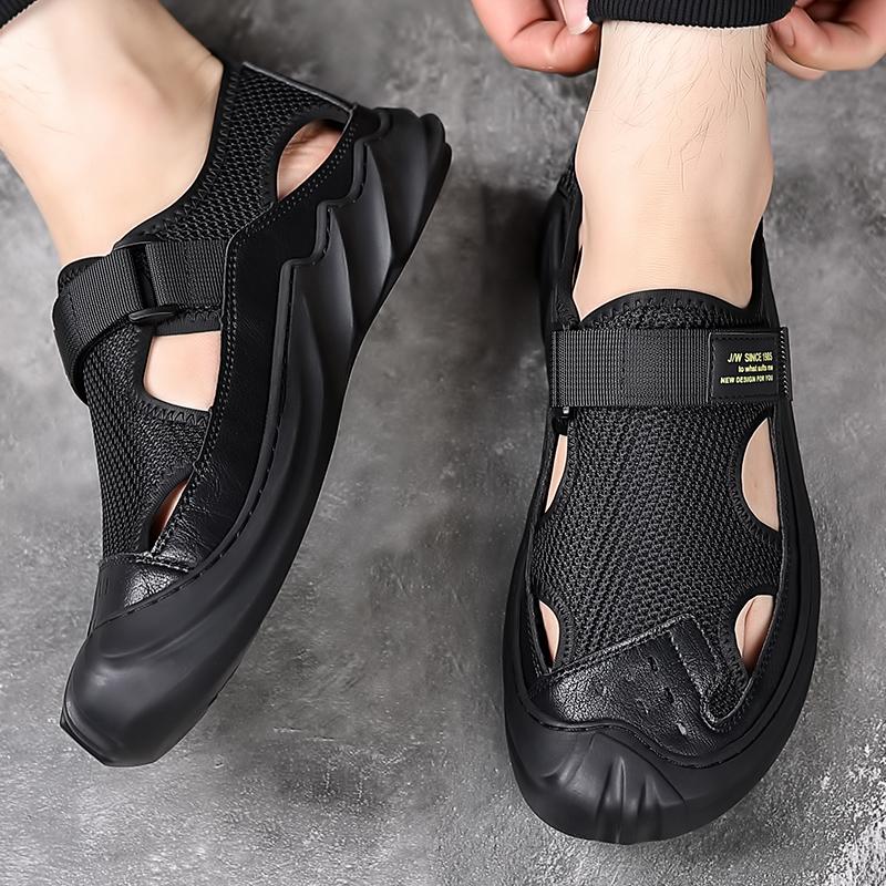 Summer Men Sandals Genuine Leather Mens Casual Shoes Outdoor Men Leather Sandals for Men Beach Shoes Roman Mens Shoes