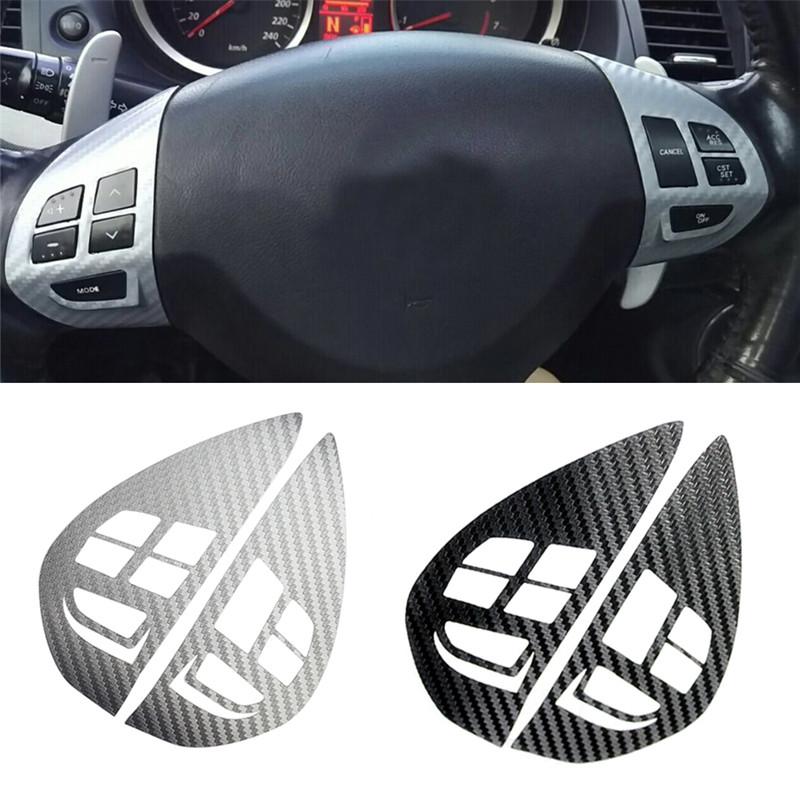 3D Carbon Fiber Control Button Steering Wheel Switch Car Interior Sticker For Mitsubishi ASX Lancer Outlander RVR Pajero