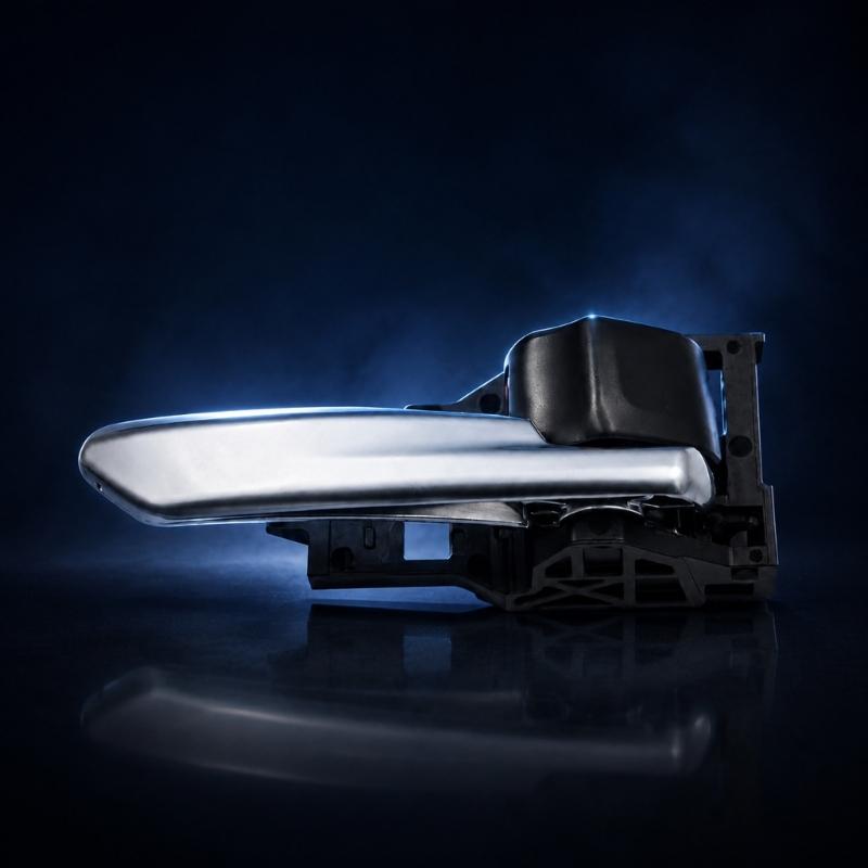 Clip-Mount Interior Door Handle Assembly 6920602380C0 for 2020-2024 Hiace with Silver Lever and Textured Black ABS Housing Frame