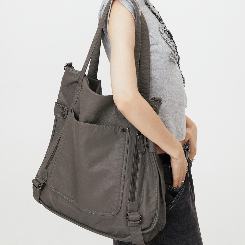 Women'S Soft Leather Retro Tote Bag Trendy Shoulder Messenger Bag
