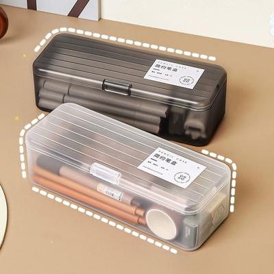 Transparent Stationery Box Plastic Pen Box Simple Pencil Case  Student
