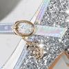Girls Shoes Children High Heel Glitter Rhinestone Sandals Buckle Kids Princess Dance Shoe Student Performance Leather Shoes