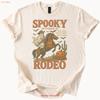 Spooky Rodeo Cowboy Ghost Halloween T Shirt Retro Western Horse Pumpkin Vintage Comfortable Homme Breathable Soft
