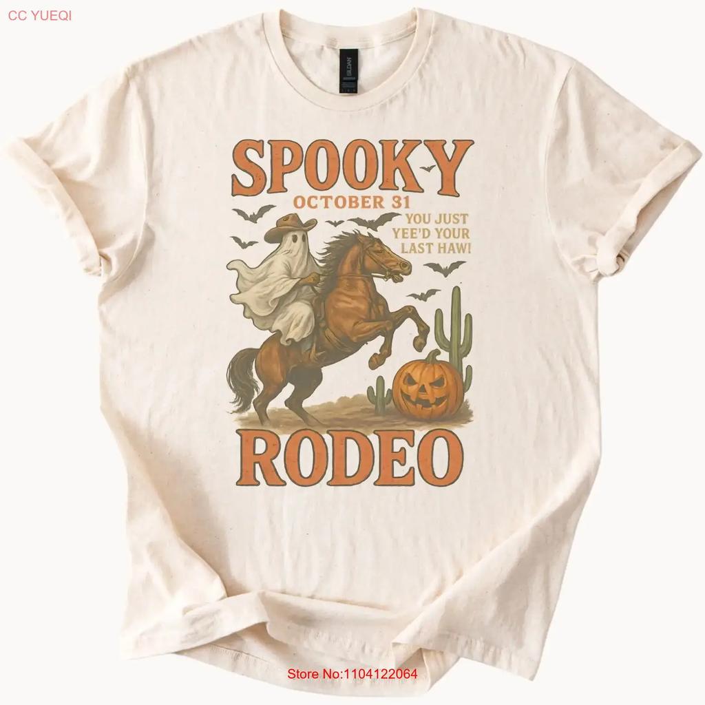 Spooky Rodeo Cowboy Ghost Halloween T Shirt Retro Western Horse Pumpkin Vintage Comfortable Homme Breathable Soft