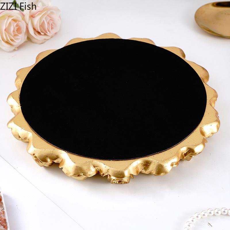 Rose Relief Decorative Trays Mirror Glass Storage Tray Gourmet Photo Shooting Props Living Room Decoration Handicraft Gifts