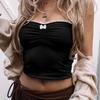 Contrast Bow Stitched Tube Top Summer Harajuku 90s Strapless Women's Cropped Tops Vintage Y2k Casual Basic Tees Cute Vest