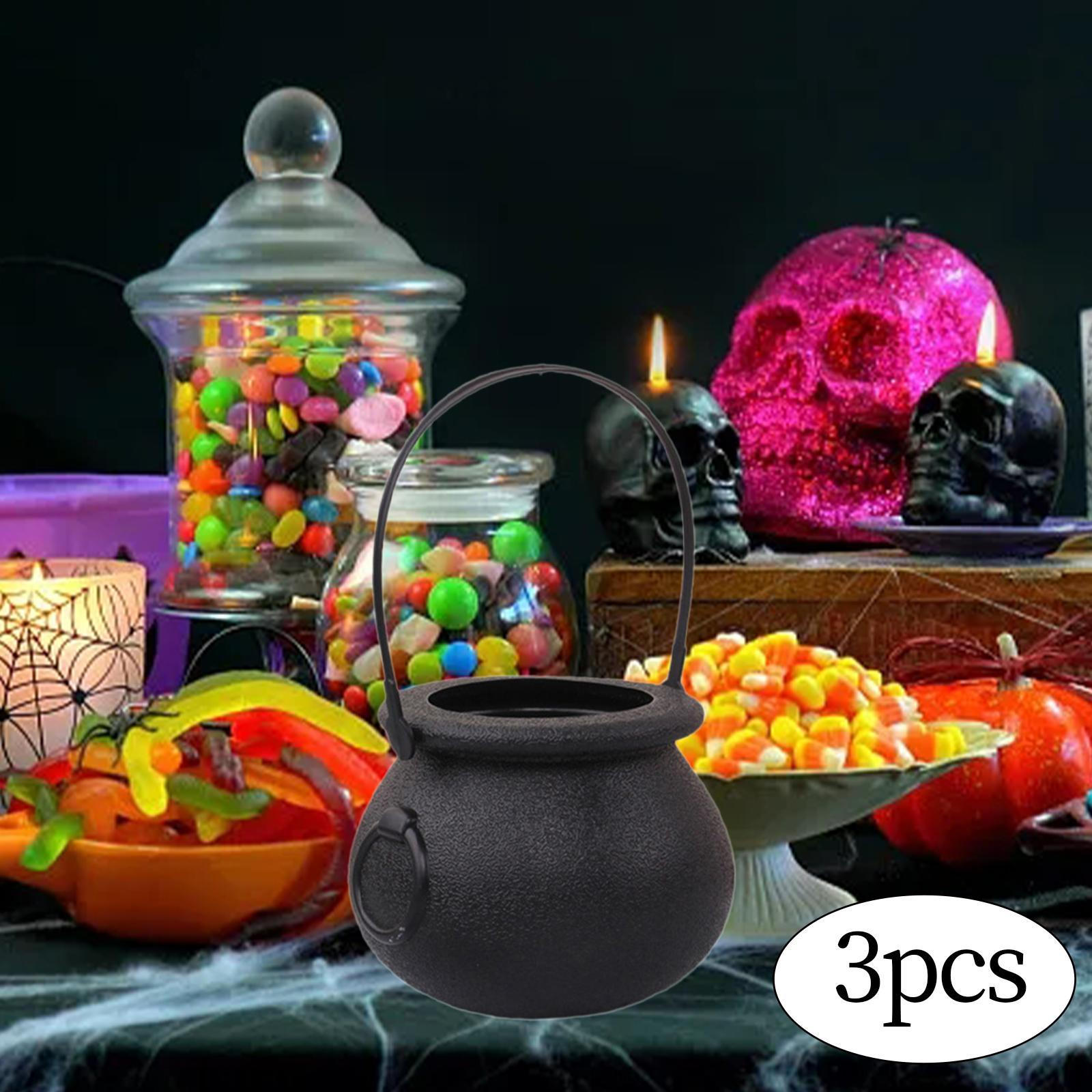 

Halloween Candy Cauldron Bucket Portable Jar for Themed Events And Parties No Flame