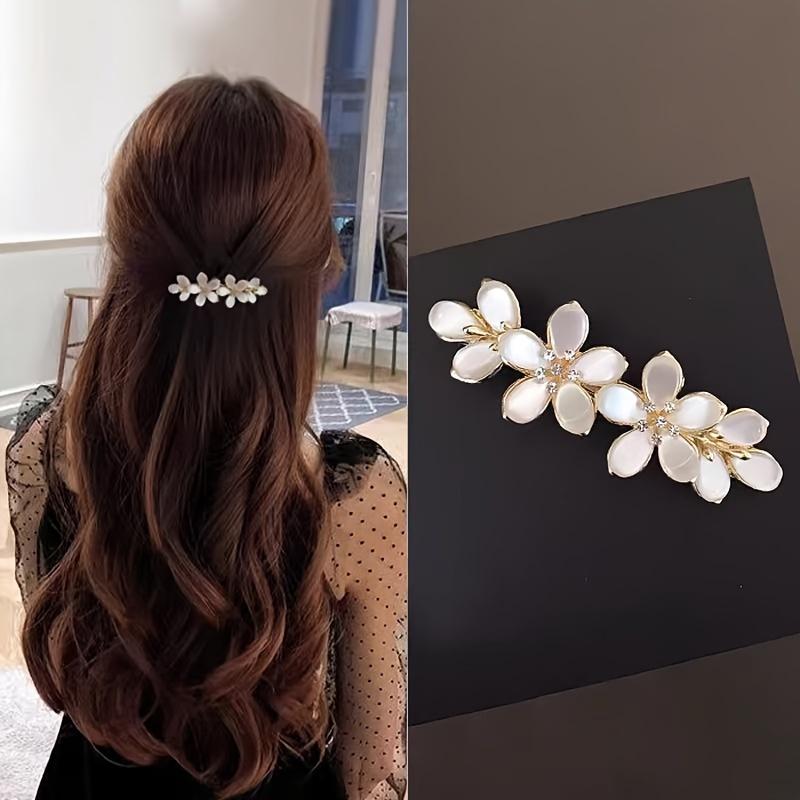 Elegant Flower Hair Clips, Horizontal Bangs Clips, Spring Hairpins, And Half-Up Hair Additions for Ponytails