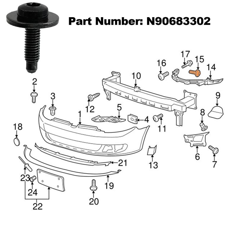 10Pcs M6x20 Headlight Assembly Screws Mounting Bolt N90683302 For VW Golf MK6 2010-2013 Passat 1998-2005