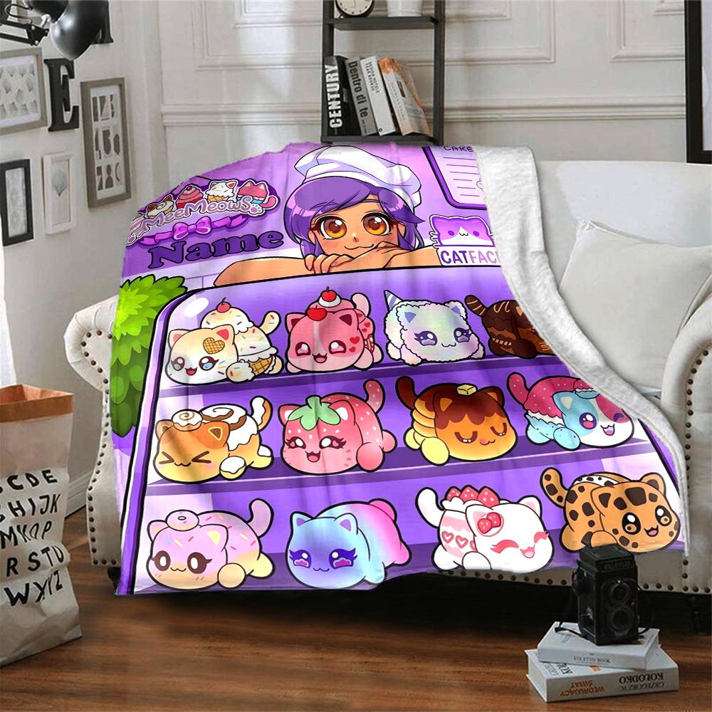 Coperta Stampata a Tema Aphmau con Nome Personalizzato - Perfetta per Divano, Letto, Viaggi e Uso Esterno | Lavabile in Lavatrice, Accogliente e Resistente.