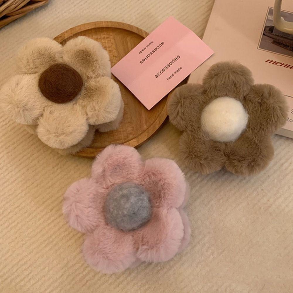 Grab Clip Plush Hair Claw Ponytail Holder Large Shark Clip Sweet Flower Hair Clip  Streetwear