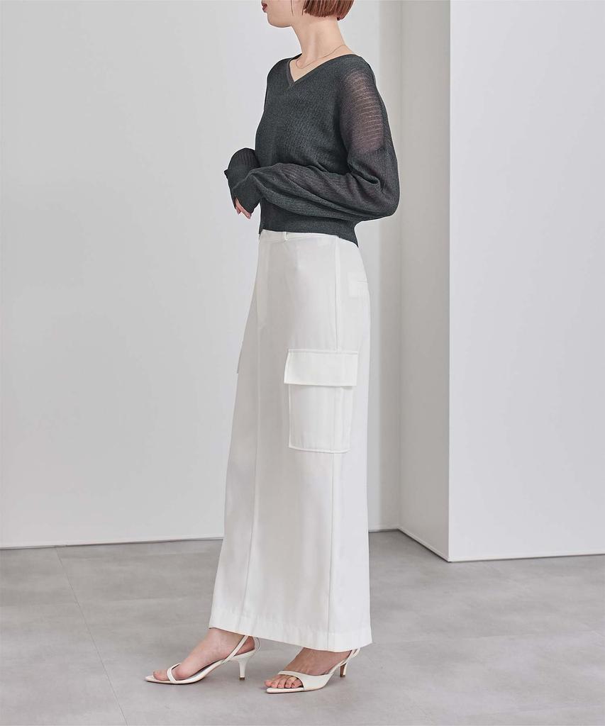 Yours Sheer Rib Knit BFXU1820 Medium Charcoal V-Neck Lamé Women's
