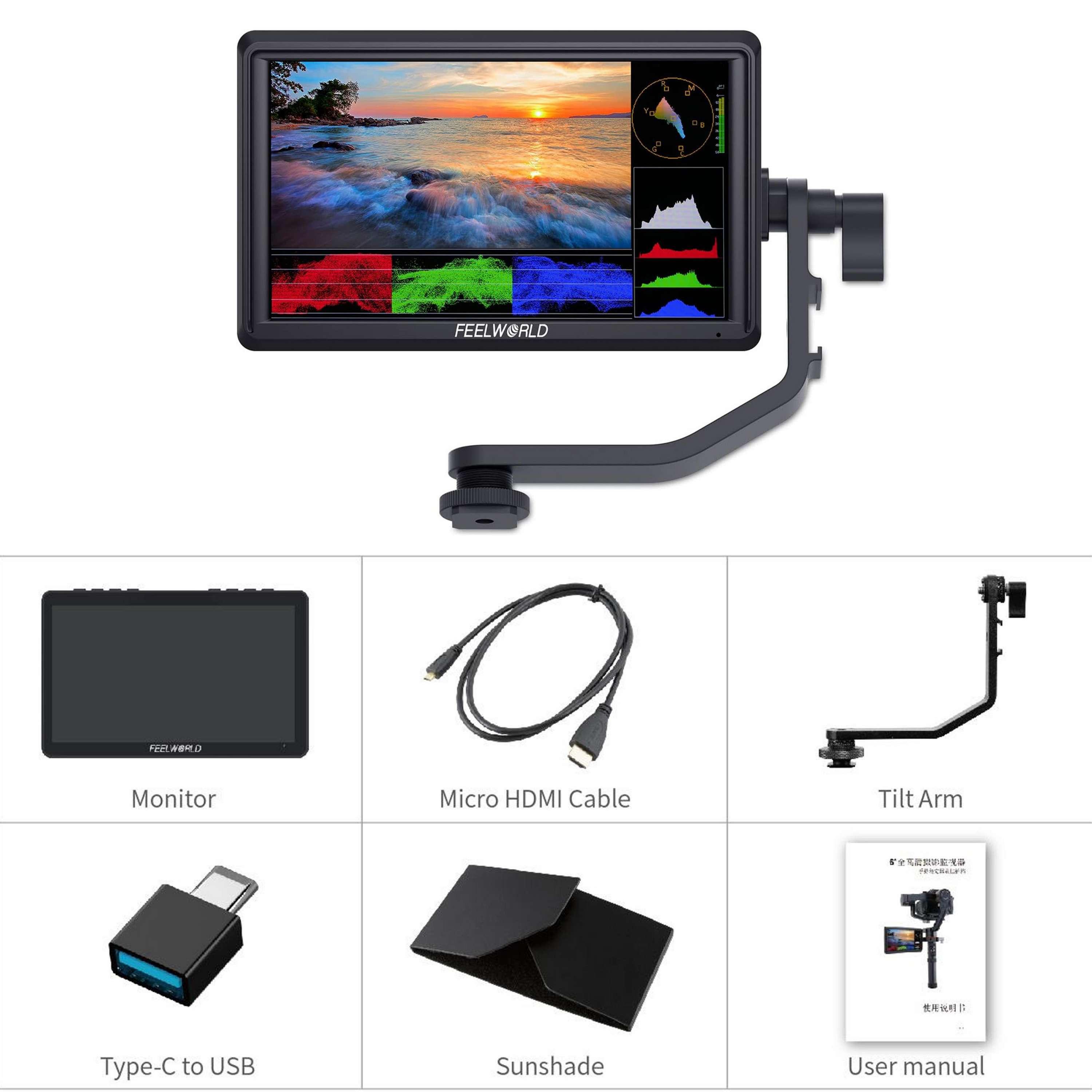 FEELWORLD FW568 V3 6 Inch Portable HDMI Camera Monitor for DSLR Cameras FW568 V3