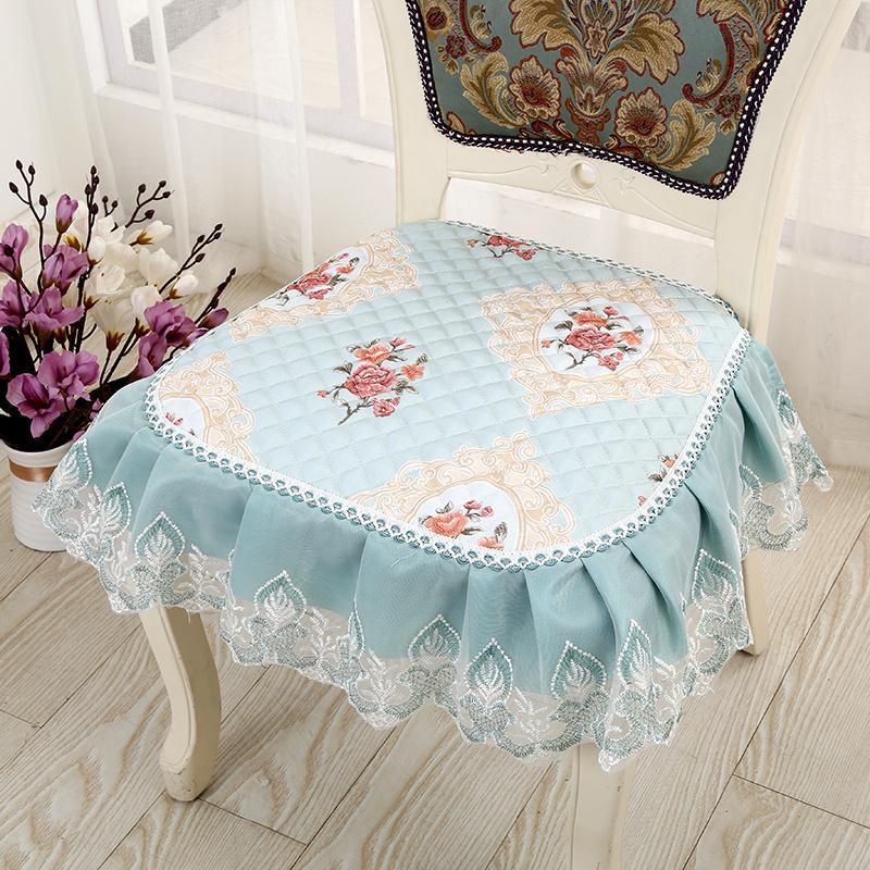Dining Chair Cushion European Printed Seat Cushions with Lace Quality Four Seasons Stool Seat Mat Non-slip Buttocks Pad