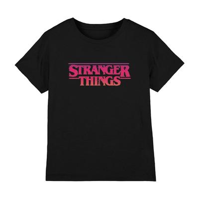 Stranger Things Sonnenuntergang Logo Kinder T-Shirt 7-13 Jahre, Schwarz