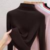 Autumn and winter women's clothing containing wool and silk bottoming shirt women's inner heating fleece warm turtleneck top with fleece and thicker