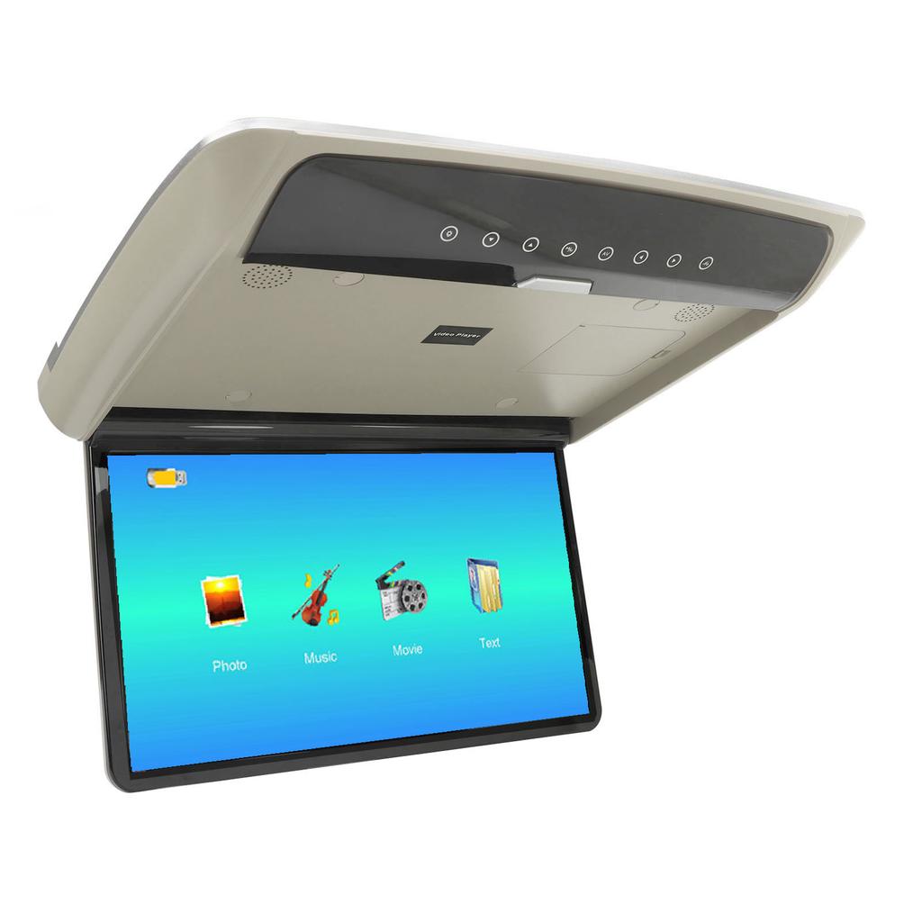 15.6in Car Overhead Roof Mounted Monitor IPS HD Screen MP5 Player Ultra Thin Flip Down Multimedia Player for Commercial