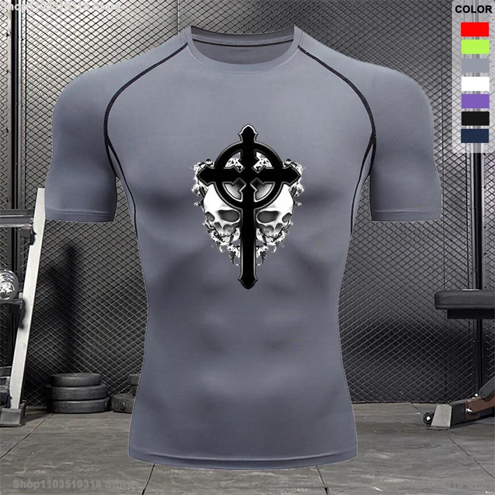 Bodybuilding Gym Outdoor Running Compression T-shirt Men's Summer Tight Breathable Short-sleeved Sports Quick-drying Top S-3XL