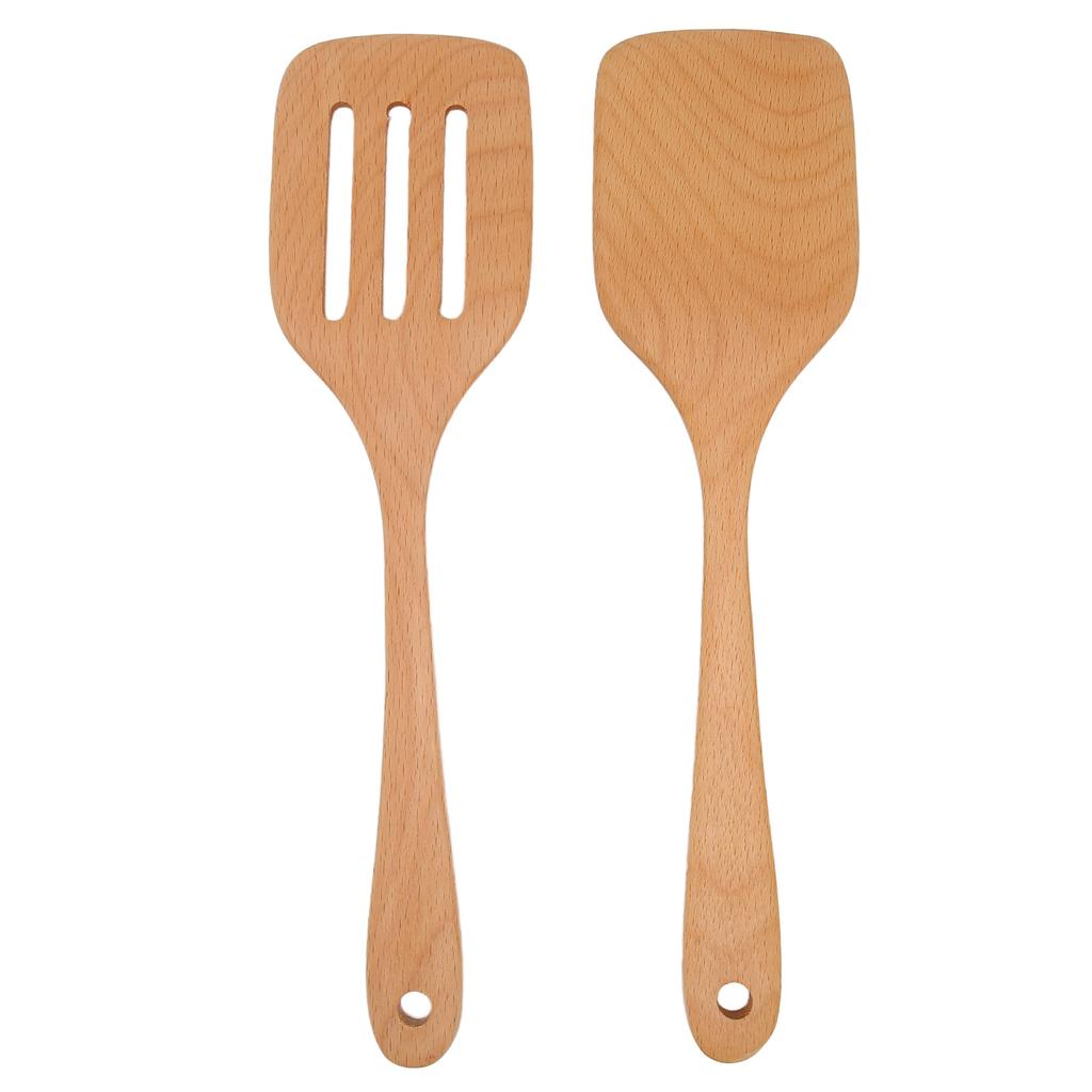 2Pcs Wooden Spatula Heat Resistant Light Weight Kitchen Cooking Utensils Set for Home Kitchen