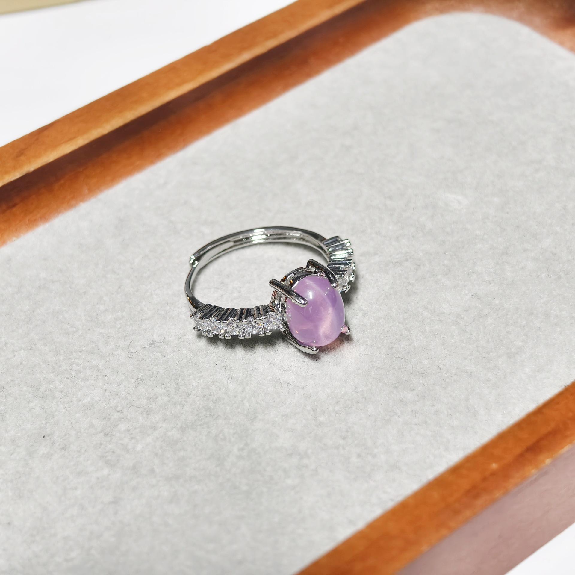 Gesi En Jewelry Purple Starlight Shining Fire Three-Piece Set: Stud Earrings, Ring, and Pendant.