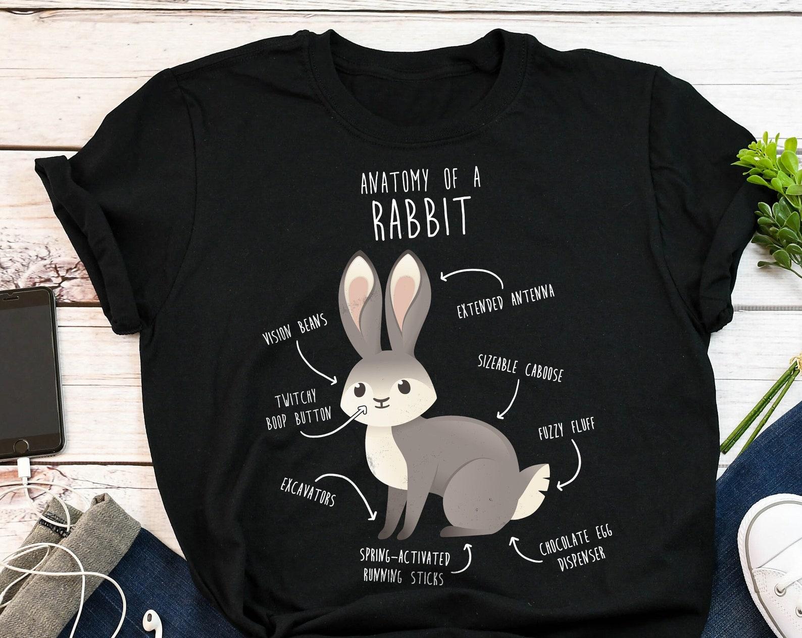 Rabbit Shirt, , , Funny Rabbit Lover Gift, Cute Bunny T-shirt Pet Tshirt, Grey Rabbit, Gift For Him, Her, Rabbit Mom, Dad, Anatomy 140