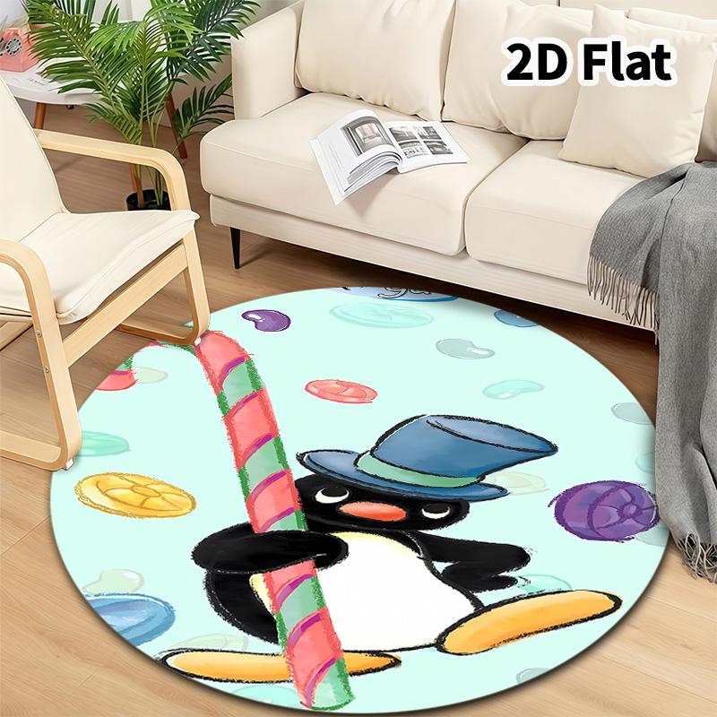 Pingu Round Area Rug Carpet Rug For Living Room Bedroom Sofa Playroom Decor Nonslip Floor Mat