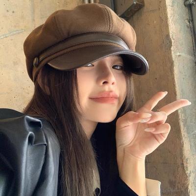 Beret Hats Women's Autumn and Winter Woolen Vintage Newsboy Hats Small Octagonal Hats That Show Off Faces Artistic Painters Hat Trend