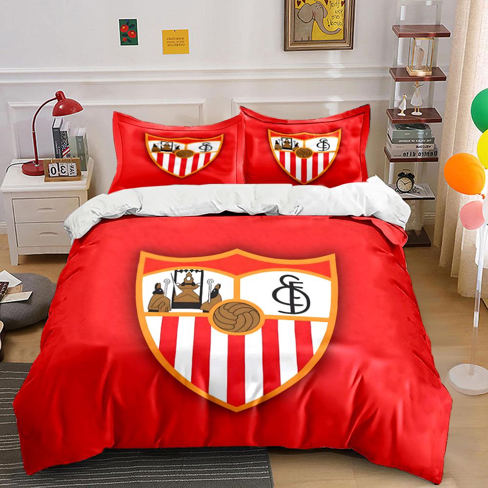 Red Background, Sevilla FC Emblem. Bedding Sets Duvet Cover Sets Duvet Covers Pillowcases(1 * Duvet Cover 2 * Pillowcases Without Duvet Insert)