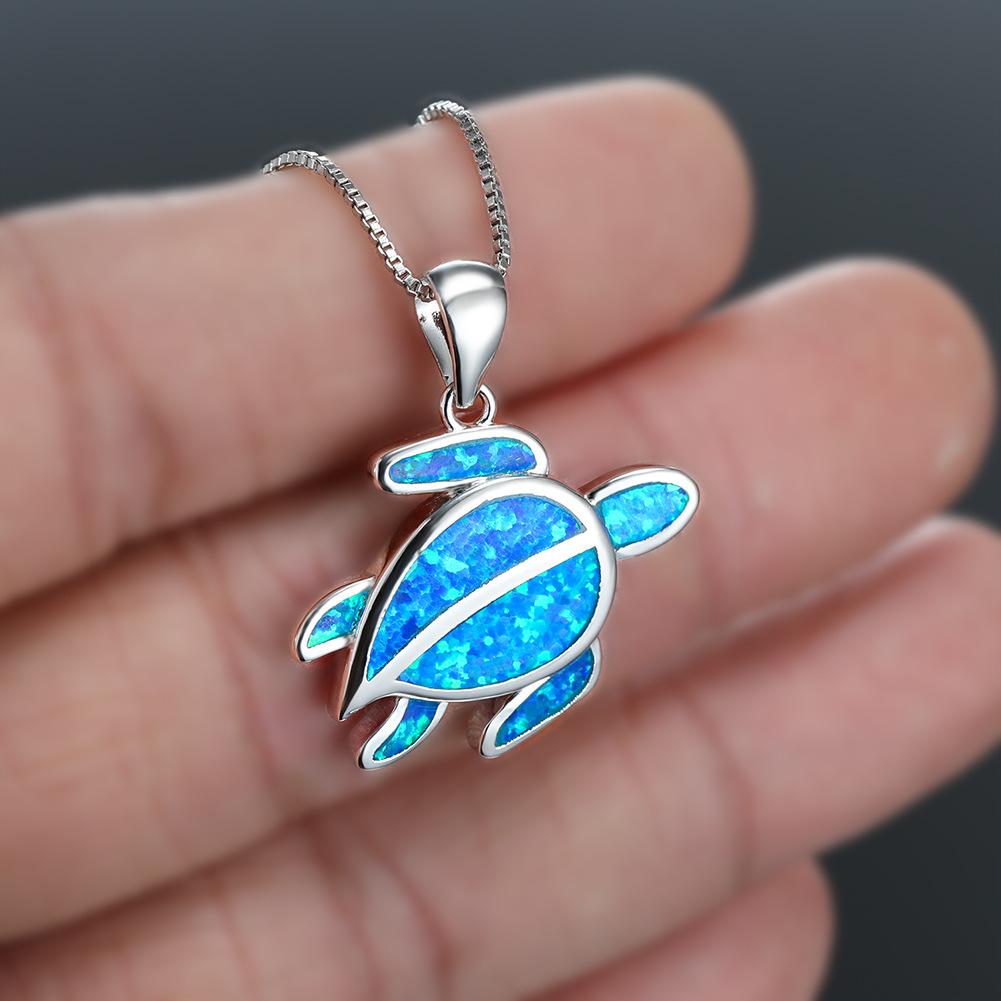 

European and American Single Cute Turtle Full Body Blue Necklace Couple Style Temperament Collarbone Chain