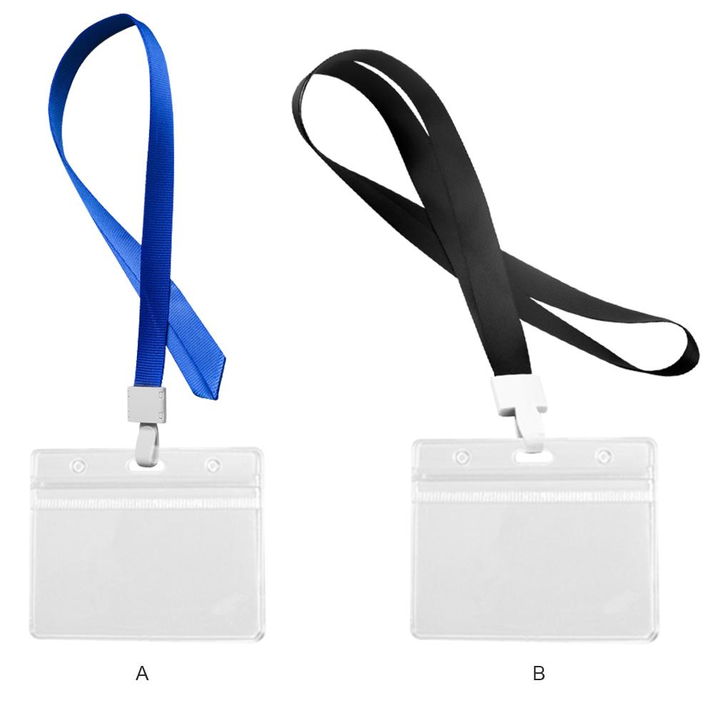 Card Cover Holder ID Card Protector Waterproof PVC Sleeve with Hanging Rope
