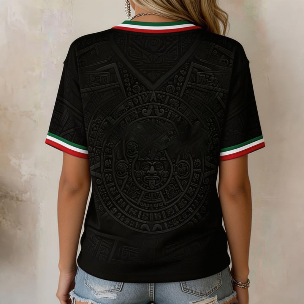 Women's Mexico Inspired V-Neck Short Sleeve Printed T-Shirt for Casual Everyday Wear