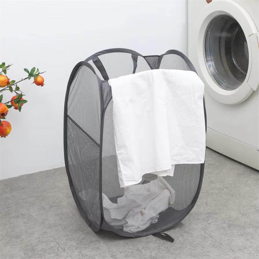 Popup Mesh Laundry Basket Hamper Collapsible And Portable Clothes Washing With Reinforced Carry Handle College Dorm Home Travel