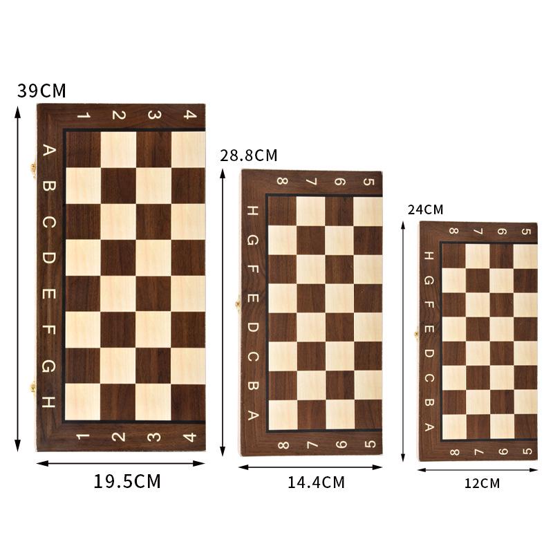 Faltbares tragbares Holz-Brettspiel-Set: Schach, Backgammon, Dame - Lernspielzeug.