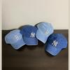 NY Heart Soft Top Denim Baseball Cap with Embroidered Lettering and Large Brim