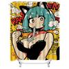 Vibrant Pop Art Shower Curtain featuring Anime Girl with Chopsticks High-Quality Print for Bathroom Decor