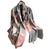 Korean Version Of Bird Grid Geometric Shape Splicing Flower Fashion Versatile Commuting Imitation Cashmere Warm Women'S Scarf