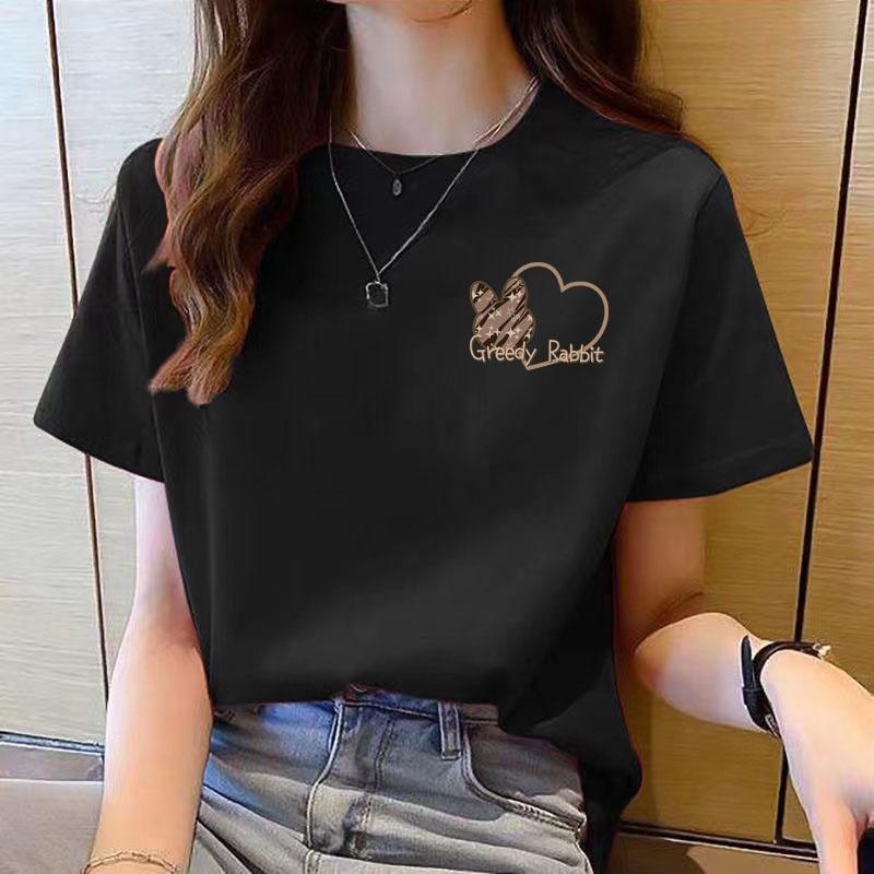 Tshirt Women Top Short Sleeve T Shirts New Korean T Shirt for Women T Shirt Round Neck Loose Fashion Aesthetic Clothes S