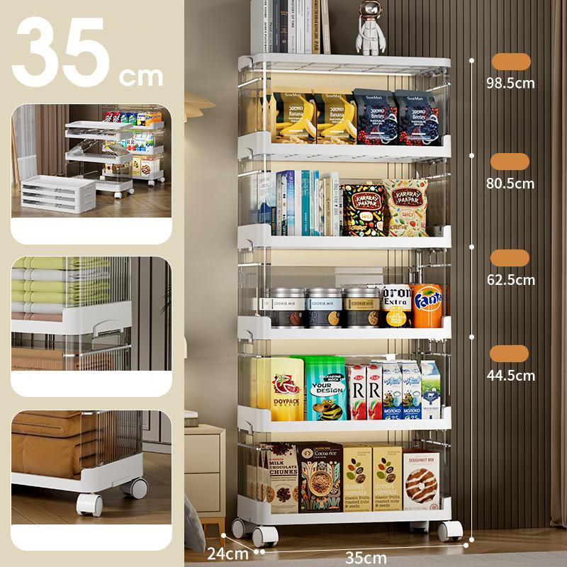 

Складная полка для хранения, не требующая сборки, многоцелевая стойка-органайзер для кухни, гостиной, детских игрушек, одежды, домашнего хранения, компактный дизайн 35cm-5Layer белый