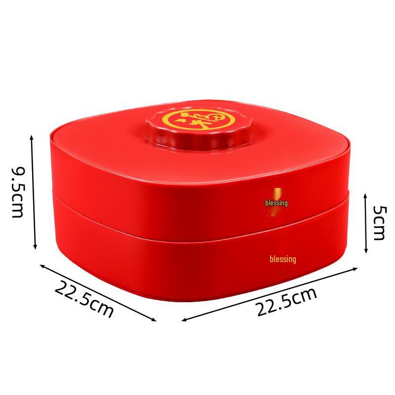 Festive Red New Year Candy and Fruit Tray with Compartments for Weddings and Tea