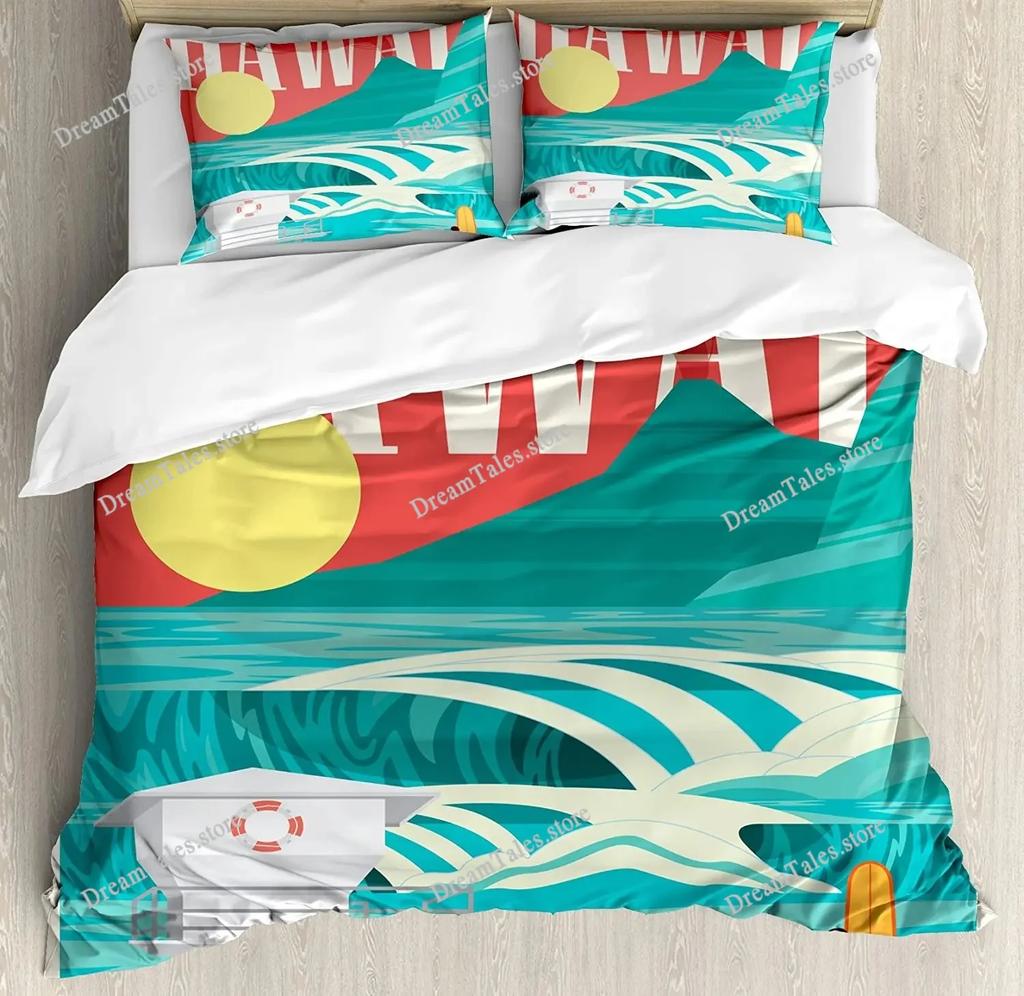Surf Bedding Set For Bedroom Bed Home Hippie Classic Old Bus with Surfboard Freedom Holida Duvet Cover Quilt Cover Pillowcase741