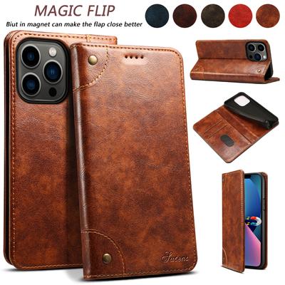 Magnetischer Karteneinsteckhalter Lederhülle für iPhone 15 14 Plus 13 12 11 Pro Max XS MAX für Samsung S23 S22 Ultra Plus S23FE Note20Ultra A14 A54 A53