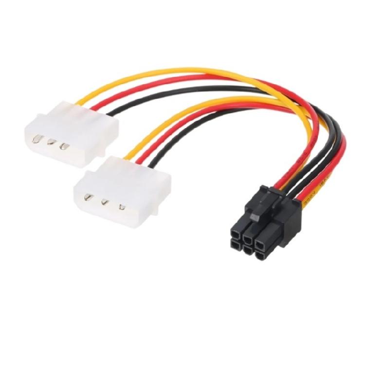 

IDE Double 4PIN Male to 6 Pin Female Power Connectors to 6 PIN Cable for GPU Energy Delivery Computer Systems Accessories