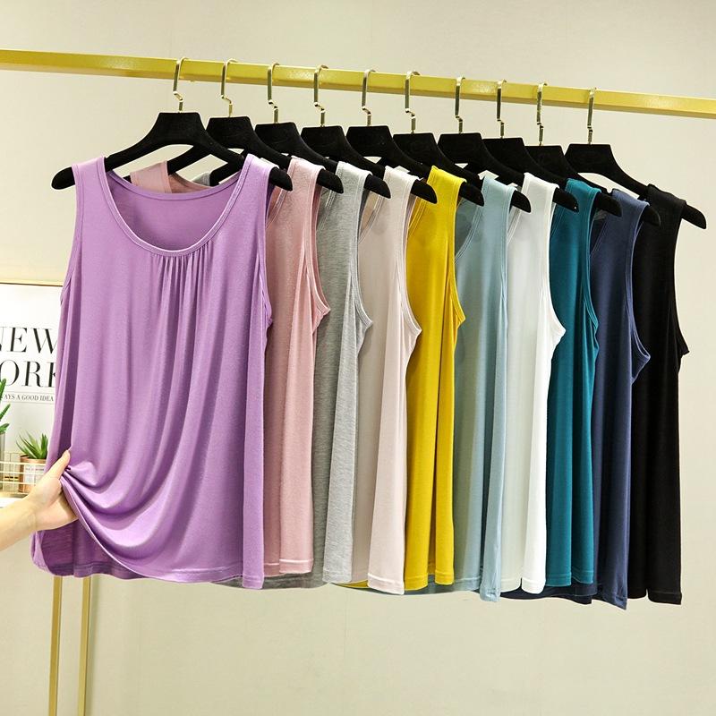 Damen Modal Camisole in großen Größen: Sommer Ärmelloses Locker sitzendes Oberteil im T-Shirt-Stil, Große Größe