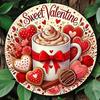 Metal Poster Wall Art Valentine Heart Couple Round Bedroom Decor