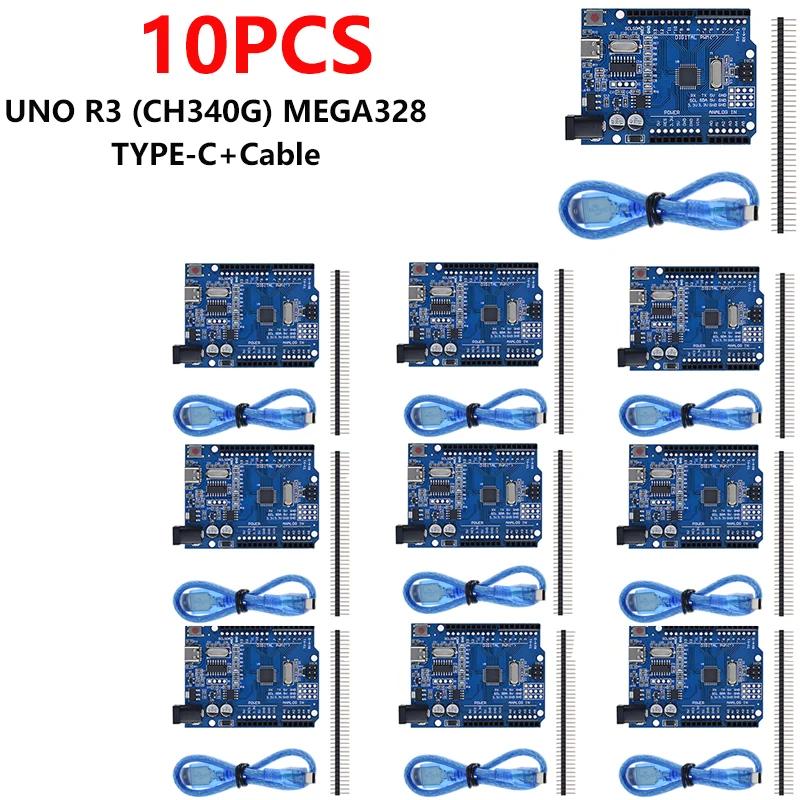 

1-10 шт. UNO R3 Офіційний (CH340G) Чіп MEGA328P для Arduino UNO R3 + USB/TYPE-C КАБЕЛЬ ATMEGA328P-AU Плата розробки 16МГц