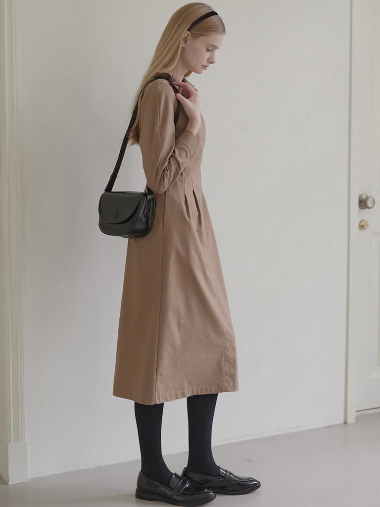 NONLOCAL Janet Volume Sleeve Dress - Beige