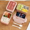 1400ML Plastic Lunch Box With Fork and Spoon 3 Compartment Single-layer  proof Reusable Crisper Portable Sealed   Box for Adults Kids Home Scho