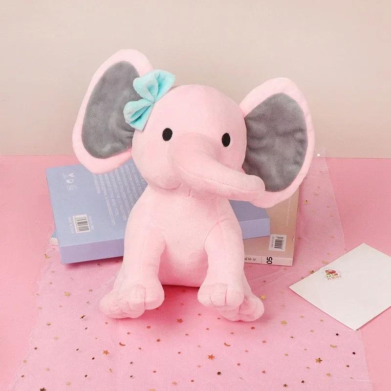 25cm Colorful Elephant Stuffed Plush Toys Kawaii Animals Soft Soother Sleeping Stuffed Pillow Doll Plushie for Baby Room Decorative Gifts