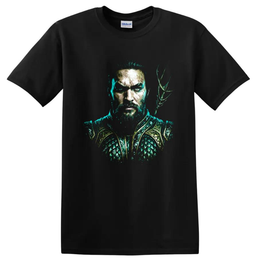 Ocean Warrior Sea T Shirt w Trident Dark Fantasy Comic Art Graphic Tee Gift